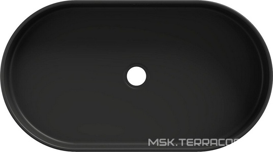 Раковина накладная на столешницу, овальная, 600x390хh120мм, без отв.д/смесит., без перелива, (цв.черный матовый),  Aqueduto Espiral ESP0240