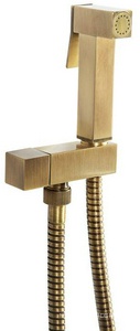 Гигиенический душ со шлангом 120см, запорным вентилем и держателем, (цв.бронза), Cezares ZZ Cezares Универсал CZR-L-DIF-02