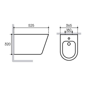 Биде подвесное 525х365мм, крепёж в компл., (цв.серый матовый),  ZZ Aqueduto Cone CON0330