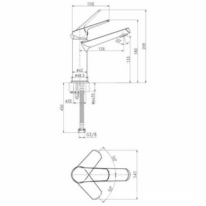 Смеситель для раковины, без донного клапана, цв.хром Cersanit FLAVIS 63037