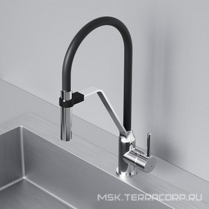Смеситель для кухни  с гибким изливом, цв.хром/черный излив, ZZ AMPM Like F8013000