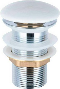 Донный клапан для сливного отверстия раковин без перелива, клик-клак, G 1 1/4, (металл, крышка керамика цв.белый глянец), Vincea ZZ Vincea Универсал DBS0-216