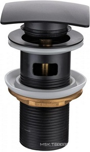 Донный клапан для сливного отверстия раковин с переливом, нажимной Clic-Clac, G 1 1/4, квадрат, (металл цв.черный матовый),  ZZ Allen Brau Infinity 5.21026-31