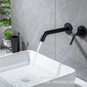 Смеситель для раковины, встраиваемый в стену, излив 195мм, встраив.часть в компл., (цв.черный матовый),  Allen Brau Priority 5.31030-31