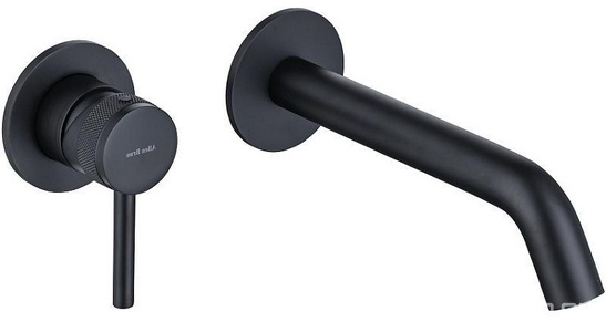 Смеситель для раковины, встраиваемый в стену, излив 195мм, встраив.часть в компл., (цв.черный матовый),  Allen Brau Priority 5.31030-31