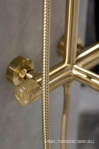 Стойка для душа со смесителем, Uno 468-MG matt gold верхний душ, цв. матовое золото, ZZ Boheme UNO 468-MG