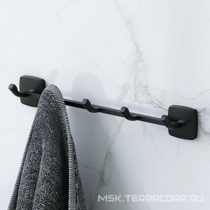 Планка с 5-ью крючками  33x5x6.2 см, цв. черный матовый, ZZ AMPM Gem A9035922