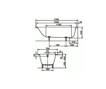 Стальная ванна KALDEWEI  Star 170x70 standard mod. 335 (с отверстиями под ручки) ZZ Kaldewei Saniform Plus 133500010001