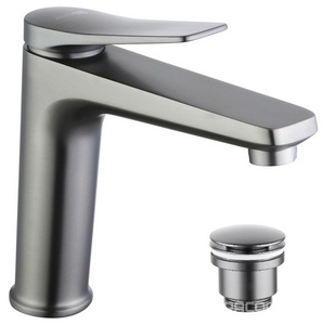 Смеситель для раковины  средний c д\к, цв. графит Lemark Bronx LM3737GM