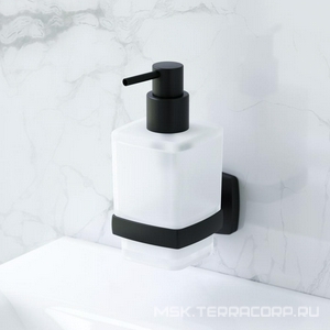 Дозатор стеклянный для жидкого мыла, , подвесной с держателем, цв. черный матовый, ZZ AMPM Gem A9036922
