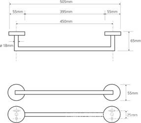 Полотенцедержатель 500мм, (цв.черный матовый),  ZZ Bemeta Dark 104204020