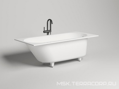 Ванна 1700х700хh600мм, встраив., литой камень S-Sense матовый цв.белый, д/к Up&Down в цвет ванны, интегрир.слив-перелив, ножки компл,  ZZ Salini Ornella Kit 102413M