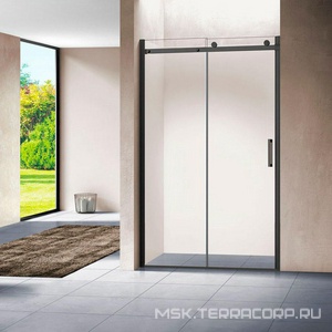 Дверь для душа, в нишу 1300хh1950мм, раздвижная, 1 дверь, 1 неподв.секция, правая/левая, (стекло прозрачн.8мм, фурн.цв.черный матовый),  ZZ Vincea Como VPS-1C130CLB