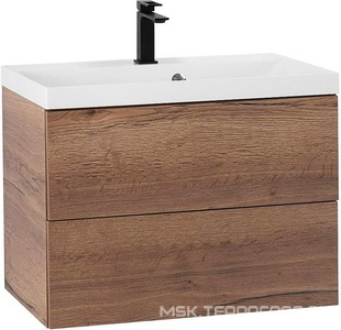 База под раковину подвесная с двумя выкатными ящиками, 700х450мм, без раковины и ручек, (цв.Rovere Tabacco),  ZZ BelBagno Aurora AURORA-700-2C-SO-RT