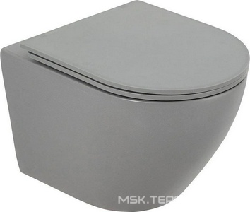 Унитаз подвесной, безободковый, 490х360мм, без сиденья, крепеж в компл., (цв.серый матовый), Colorato ZZ BelBagno colorato BB062CHR-GR