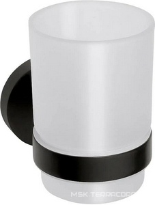 Стакан для зубных щеток, настенный, (цв.черный матовый / матовое стекло),  ZZ Bemeta Dark 104110010