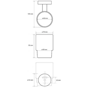 Стакан для зубных щеток, настенный, (цв.черный матовый / матовое стекло),  ZZ Bemeta Dark 104110010