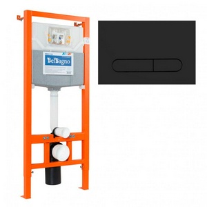 Инсталляция для подвесн. унитаза,1150х500х120мм, со смывным бачком скрытого монтажа, фронт.управл., крепёж в компл, с кнопкой черн.мат.,Tocco Morbido BelBagno Универсал BB001-120/BB007-PR-NERO.M