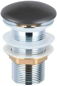 Донный клапан для сливного отверстия раковин без перелива, клик-клак, G 1 1/4, (металл, крышка керамика цв.серый матовый), Vincea ZZ Vincea Универсал DBS0-216MG