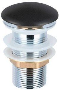 Донный клапан для сливного отверстия раковин без перелива, клик-клак, G 1 1/4, (металл, крышка керамика цв.черный матовый), Vincea ZZ Vincea Универсал DBS0-216MB