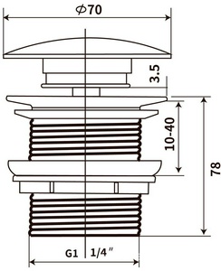 Донный клапан для сливного отверстия раковин без перелива, клик-клак, G 1 1/4, (металл, крышка керамика цв.антрацит матовый), Vincea ZZ Vincea Универсал DBS0-216MA