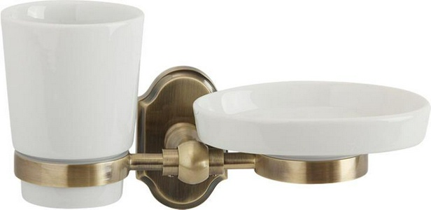 Стакан с мыльницей настенный, бронза/керамика XX Veragio Stanford VR.STD-7743.BR