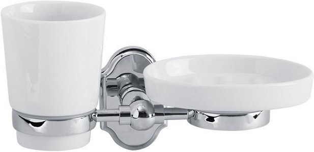 Стакан с мыльницей настенный, хром/керамика XX Veragio Stanford VR.STD-7743.CR