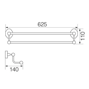 Полотенцедержатель двойной 60 см., бронза XX Veragio Stanford VR.STD-7722.BR