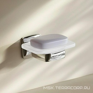 Мыльница стеклянная настенная, хром,  AMPM Gem A9034200