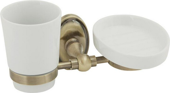 Стакан с мыльницей настенный, бронза/керамика XX Veragio Bonjour VR.BNR-7843.BR