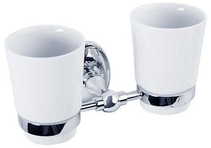 Стакан двойной настенный, хром/керамка XX Veragio Bonjour VR.BNR-7842.CR