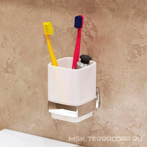 Стаканчик стеклянный настенный, хром,  AMPM Gem A9034300