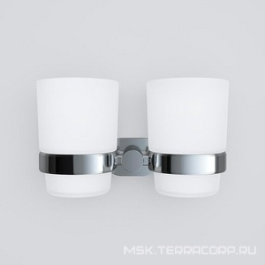 Стаканчик двойной стеклянный настенный, хром,  AMPM Sense L A74343400