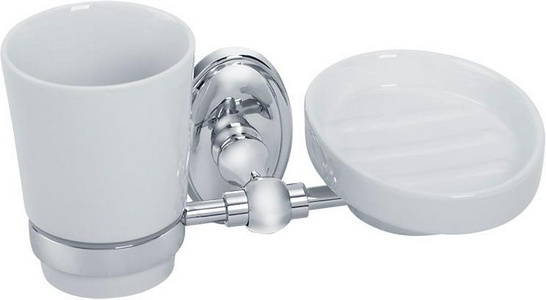 Стакан с мыльницей настенный, хром/керамика XX Veragio Bonjour VR.BNR-7843.CR