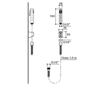 Гигиенический душ (лейка с кнопкой+шланг+держатель), хром ZZ Jacob Delafon Cuff E98100-CP