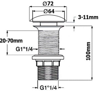 Донный клапан для сливного отверстия раковин, универсальный, незапираемый, G 1 1/4, (пластик, крышка  слива керамика цв.белый глянец),  ZZ Allen Brau Fantasy 5.11001.20