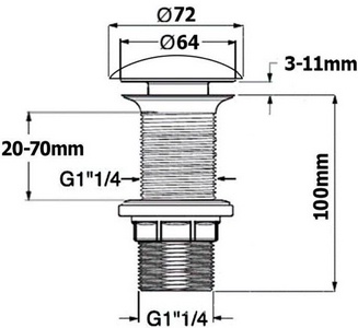 Донный клапан для сливного отверстия раковин, универсальный, незапираемый, G 1 1/4, (пластик, крышка  слива керамика цв.антрацит),  ZZ Allen Brau Fantasy 5.11001.AN