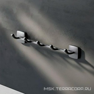 Планка с 4 крючками, цв. черный матовый, ZZ AMPM FUNC A9035922