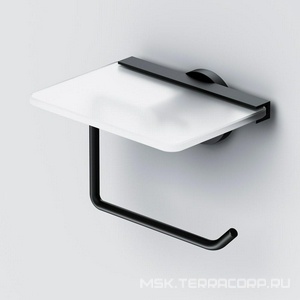 Держатель для туалетной бумаги открытый, с полочкой, настенный , цв.черный ZZ AMPM X-Joy A85A341522