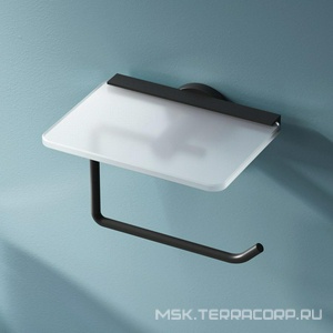 Держатель для туалетной бумаги открытый, с полочкой, настенный , цв.черный ZZ AMPM X-Joy A85A341522