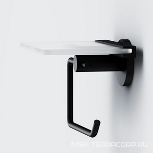 Держатель для туалетной бумаги открытый, с полочкой, настенный , цв.черный ZZ AMPM X-Joy A85A341522