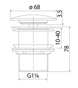 Донный клапан clic-clac для раковин без перелива, цв. черный матовый, ZZ Iddis Универсал OPHBM00i88
