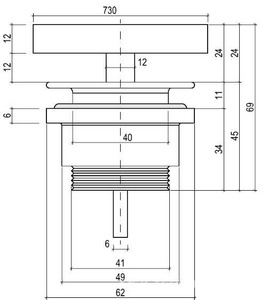 Донный клапан, фиксированный, ДЛЯ РАКОВИН ALDA 01, ALDA WALL 01-03, MAREA 01 – 11, LUCE, MONA, (крышка камень S-Stone цв.белый матов), D 604 Salini ZZ Salini Универсал 166302M