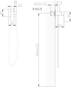 Смеситель совмещ. с гигиенич. душем, готовый к-т: лейка, шланг, скрытая часть, (цв.хром),  ZZ Abber Wasserfall AF8625