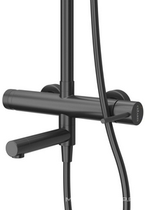 Смеситель для ванны, со стационарным верхнем душем d23см., душевая лейка, шланг в компл., (цв.черный матовый), Relax ZZ Cezares relax RELAX-CVD-NOP