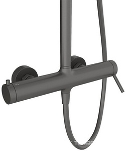 Смеситель для душа, со стационарным верхним душем пластик d255мм, ручн.душевая лейка, шланг в компл., (цв.оружейная сталь),  ZZ Aqueduto Chuva CHU0145