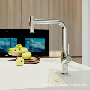 Смеситель для кухни, с вытяжным душем, 2 типа струи, (цв.хром),  ZZ Aqueduto ASSISTENTE ASI0700