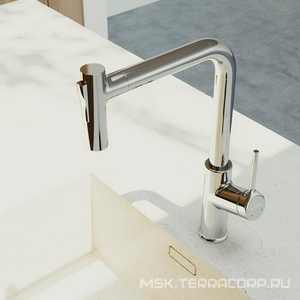 Смеситель для кухни, с вытяжным душем, 2 типа струи, (цв.хром),  ZZ Aqueduto ASSISTENTE ASI0700