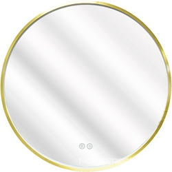 Зеркало круглое 700х700, LED-подсветка с диммером, сенсорный выключатель, подогрев, цвет золотой матовый Azario Димион АZ-LED011025