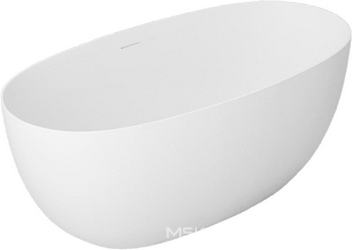 Ванна 1600x750xh550мм, отдельностоящая, интегрированный слив-перелив, крышка слива в цвет ванны в компл., (иск.камень. цв.белый матовый),  ZZ Abber Stein AS9624-1.6